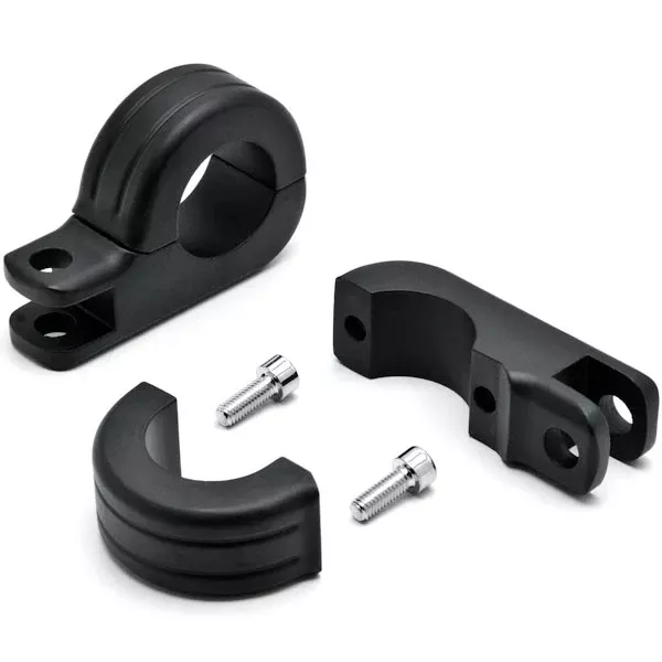 Black 1-1/4" Engine Guard Tube Bar Footpeg Clamps for Harley Davidsons / Metric