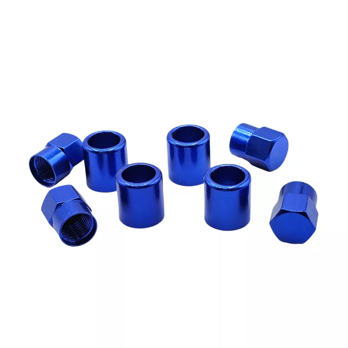 Blue Aluminum Valve Sleeve & Cap Set – TR413 Snap-In 0.305″-32