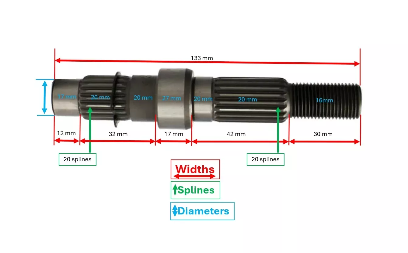 Blue Line Rear Axle / Output Shaft for 139QMB 50cc | 133mm