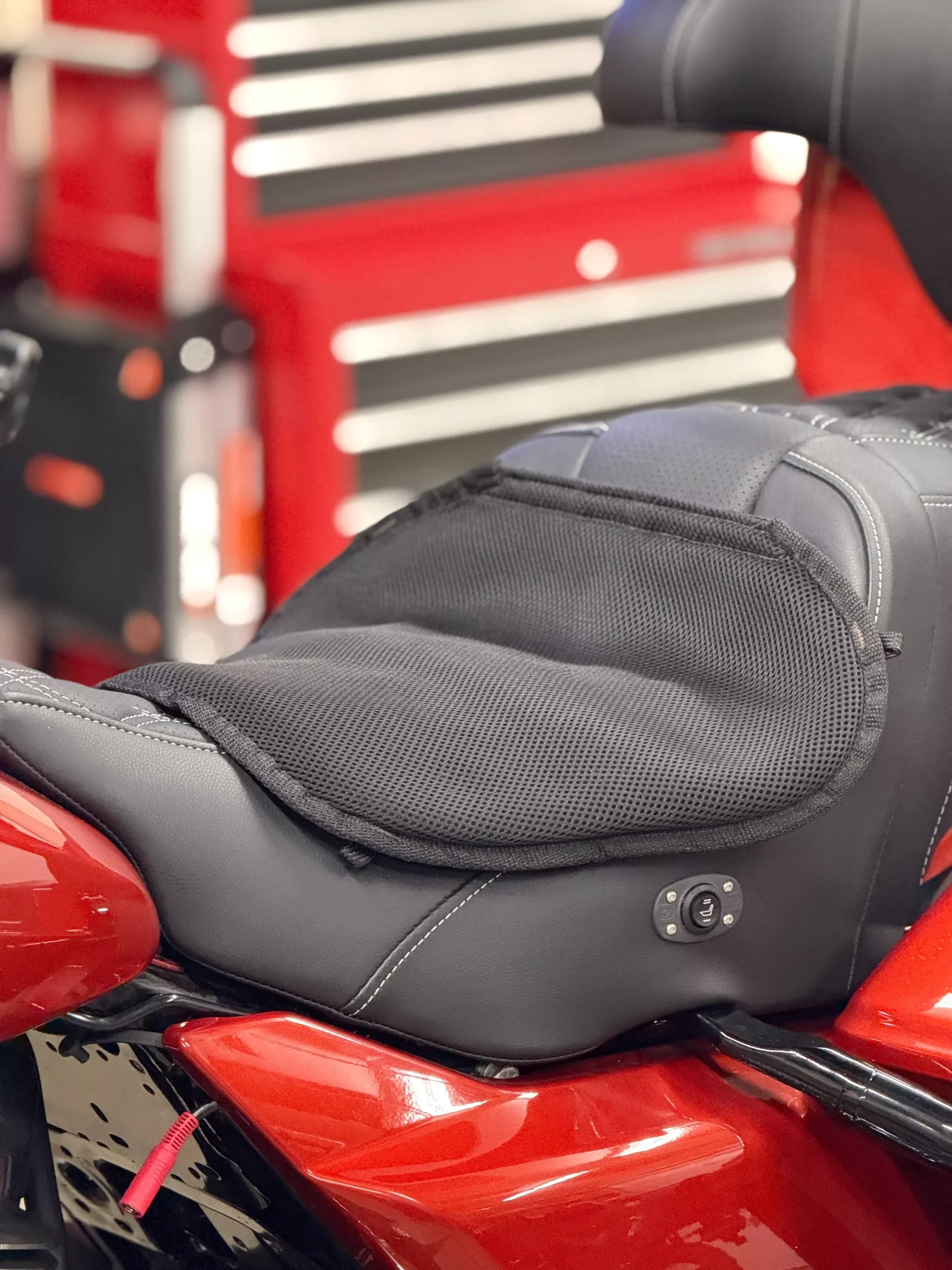 Butt Buffer Motorcycle Seat Cushion With (PREMIUM PEBBLE POLYMER INSERT) And Airflow Cover