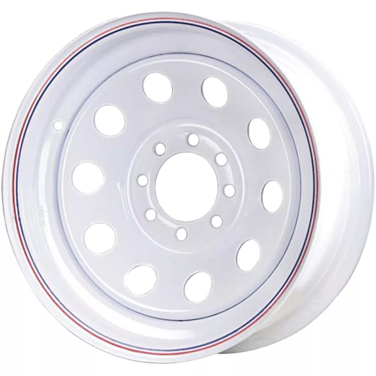 Carlisle 16x6 8 on 6.5 Modular Steel Trailer Wheel White w/ Pinstripes