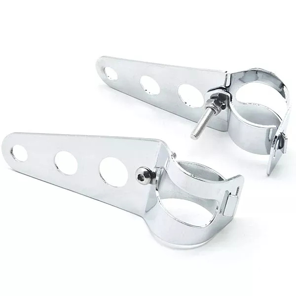 Chrome Headlight Mounting Bracket Fork Ears For Cafe Racer Bobber Bike 31-43mm