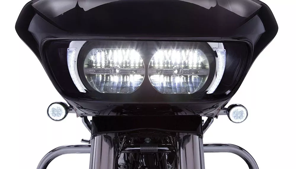 Ciro Fang LED Headlight Bezel for Harley Road Glide Shark Nose Fairing 15-23 (Old Fairing Design)-Chrome or Black
