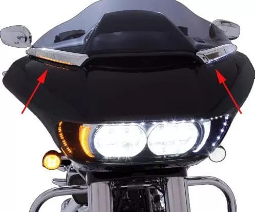 Ciro Horizon LED Lighted Windshield Trim For '15-Up Harley Davidson Road Glide Models - Black