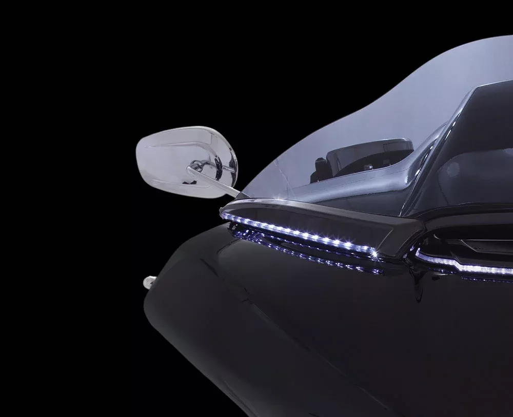 Ciro LED Lighted Horizon Windshield Trim for Harley Road Glide Shark Nose Fairing-15-23 (Old Fairing Design)-Chrome