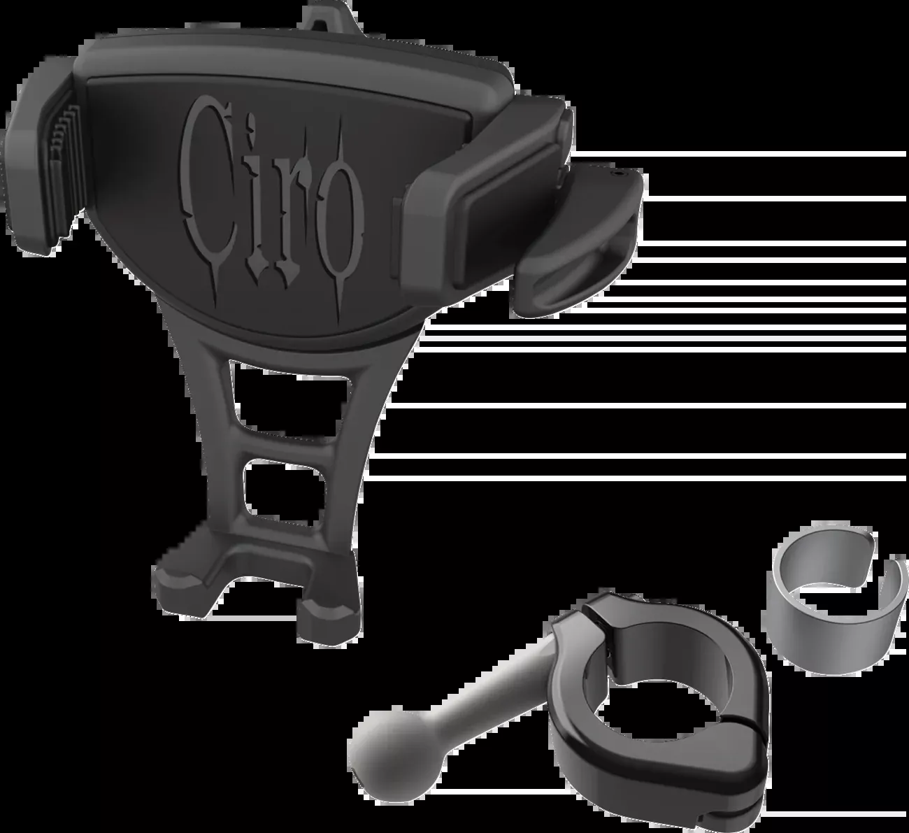 Ciro Phone Holder – Constrictor – Black – Black 7/8″ | 1″ Handlebar Mount-50353