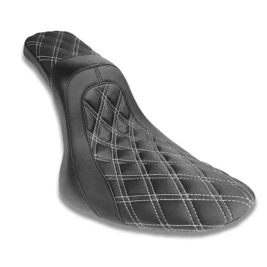 CMC 2 UP SEAT WHITE STITCH HARKEY DAVIDSON SOFTAILS 00-17
