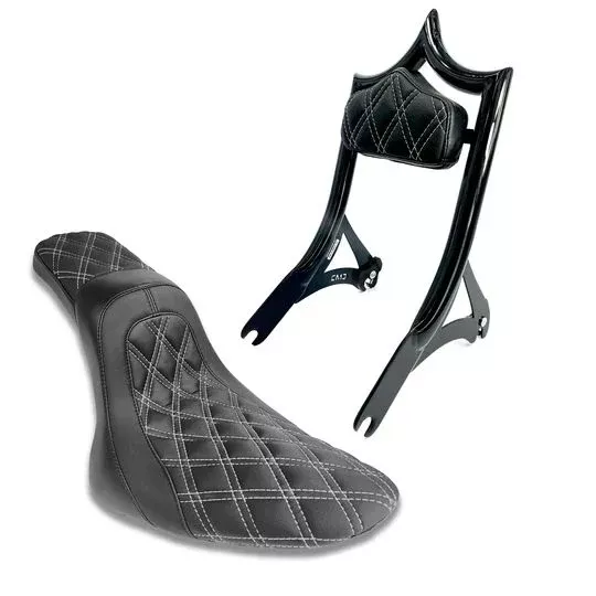 CMC NEXT LEVEL WHITE CUSTOM SEAT PACKAGE HARLEY DAVIDSON SOFTAIL 00-17