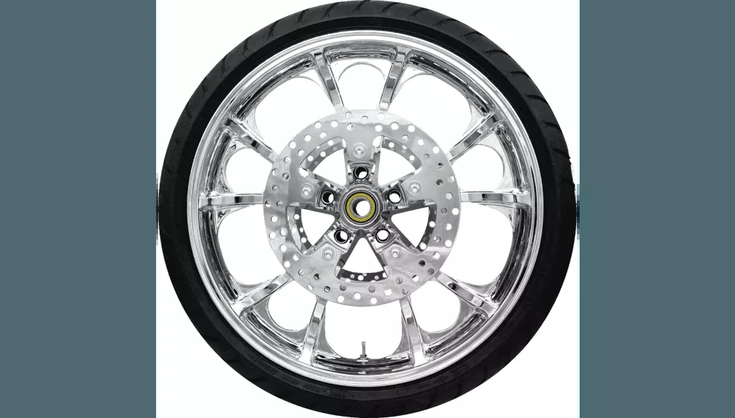 Coastal Moto 21" Largo Front Wheel/Tire Combination with TPMS Pre-Installed for '24-25 Harley Davidson Road Glide and Street Glide and '23-25 FLHXSE/FLTRXSE w/ ABS - Chrome