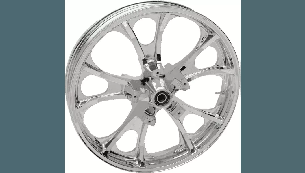 Coastal Moto Front Largo 3D Wheel Dual Disc with or without ABS for '08-Up Harley Davidson FL Touring and Trike - Chrome - 21x3.5