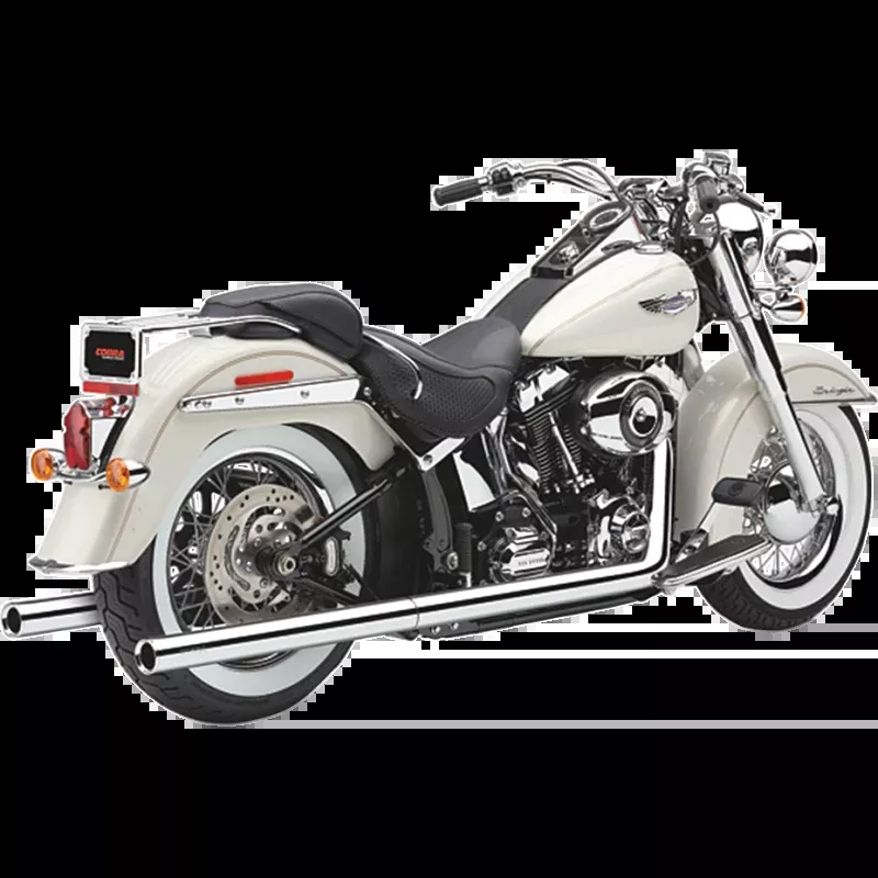 COBRA TRUE DUAL CHROME EXHAUST HARLEY DAVIDSON SOFTAIL 00-17
