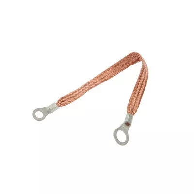 Copper Ground Strap 24in w/ 1/4in and 3/8in Ring ALL76329-24