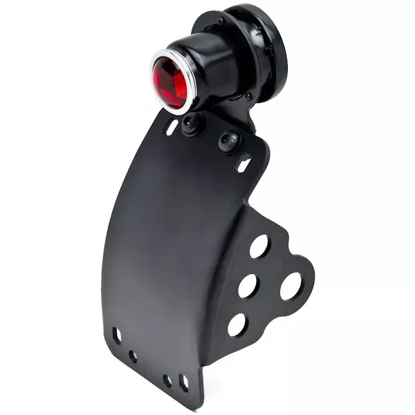 Curved Vertical 1" Axle Mounted License Plate Bracket Taillight Cafe Racer