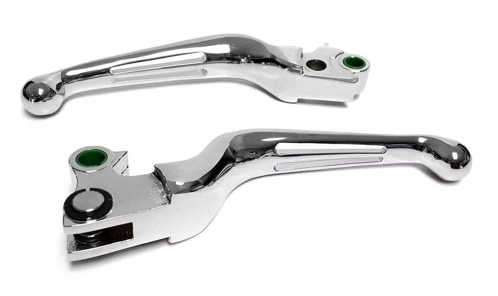 Custom Chrome 2 Slot Chrome Ergonomic Hand Levers for '07-'16 Harley Big Twin