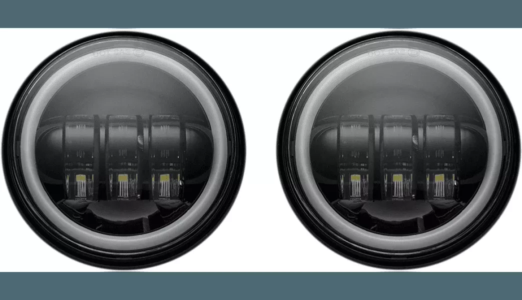 Custom Dynamics 4.5" Passing Lamps with Halo for '05-21 Harley-Davidson - Black