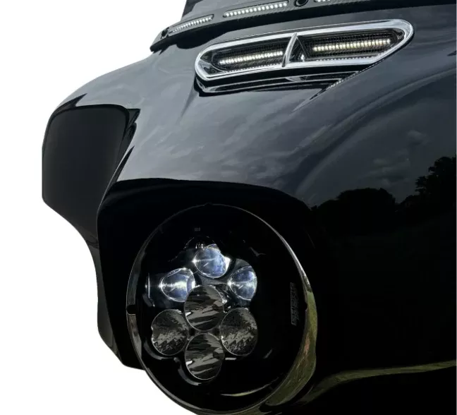 Custom Dynamics Shark Demon™ Headlight – SD2-BW-W For Harley Motorcycles 1994-2025