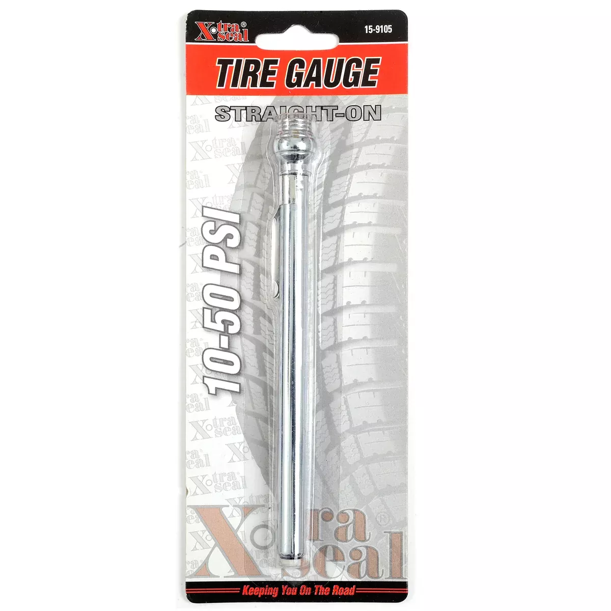 Deluxe Tire Gauge, Straight-On Head (10-50 PSI)