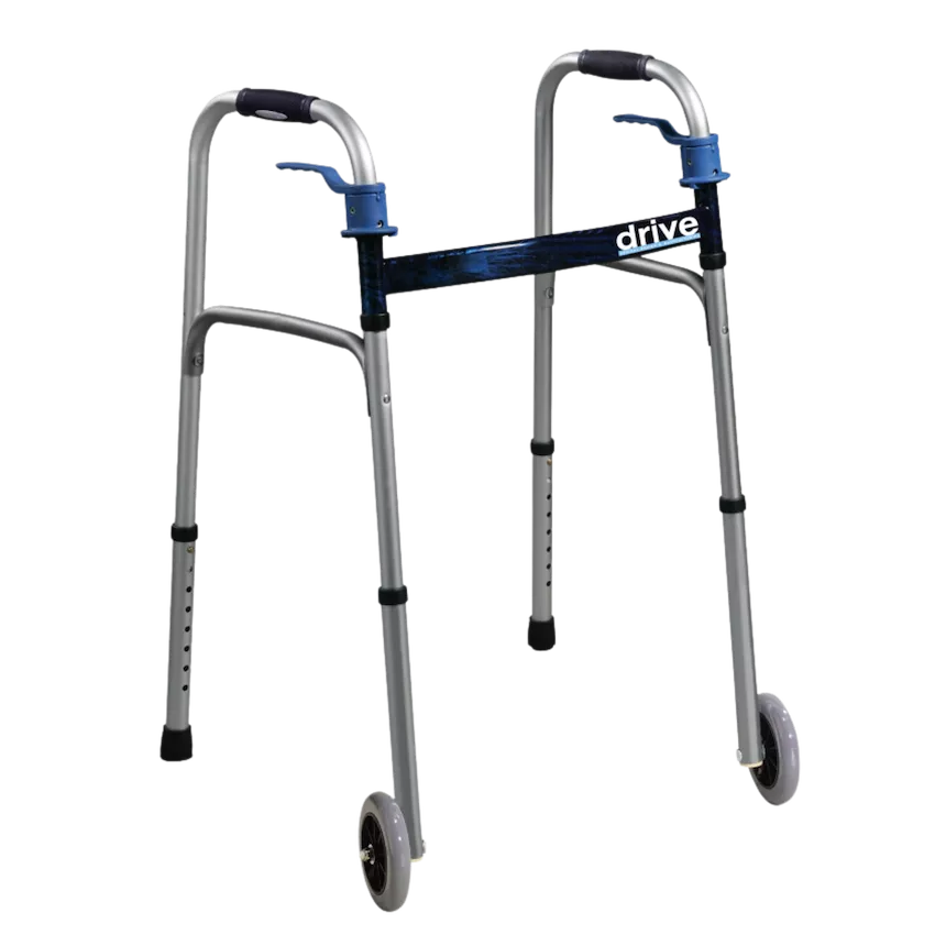 Deluxe Trigger Release Folding Walker with 5" Wheels