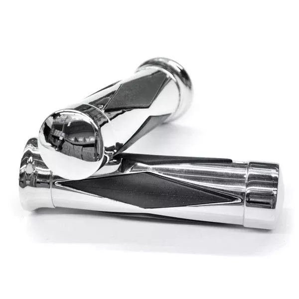 Diamond Custom Chrome Motorcycle Handlebar Hand Grips (1")