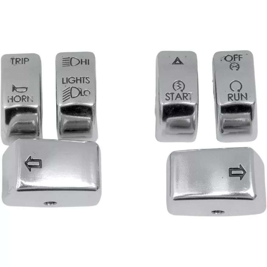 Drag Chrome 6 Piece Handlebar Control Switch Key Cap Set Harley Softail 2011
