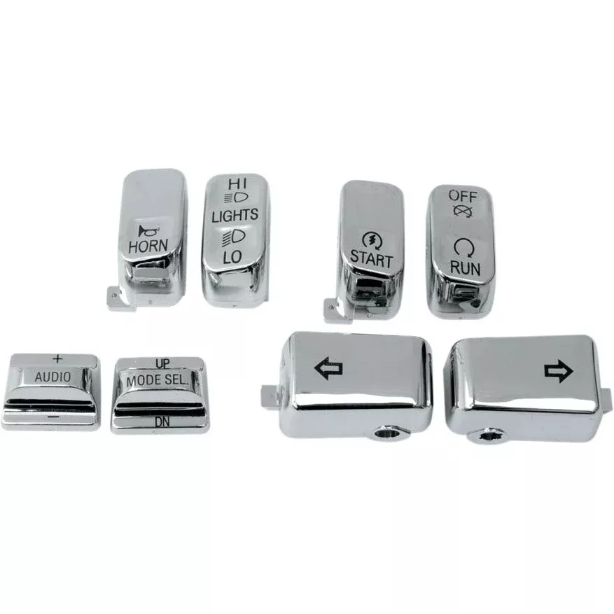 Drag Chrome 8 Piece Handlebar Control Switch Key Cap Set Harley FLH 96-13 Radio
