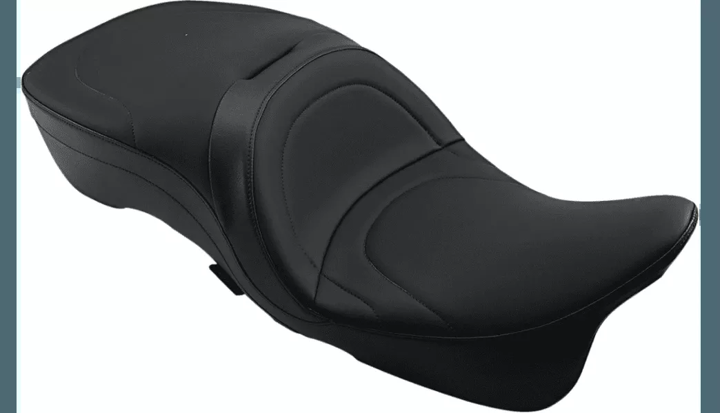 Drag Specialties Backrest Compatible 2-Up Leather Touring Seat for '09-Up Harley Davidson Touring and TriGlide Models - Mild Stitched (Not for '24-Up FLHX/FLTR Models)