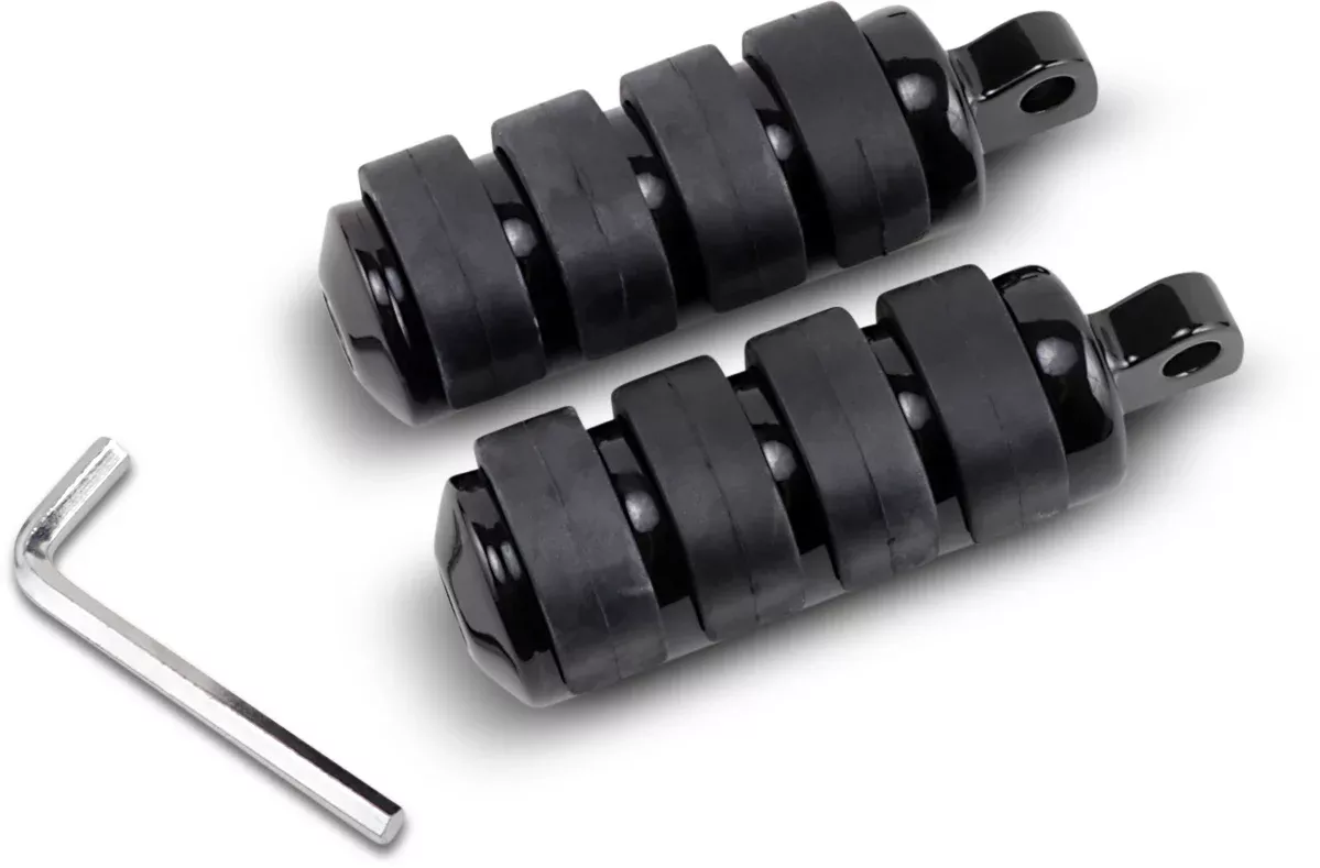 Drag Specialties Pair Black Soft Ride Motorcycle Footpegs for Harley Davidson