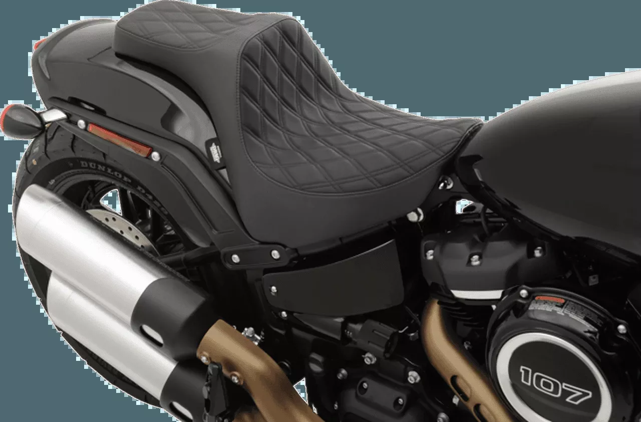 Drag Specialties Predator III Seat for '18-Up Harley Davidson Fat Bob Softail - Double Diamond, Red Thread