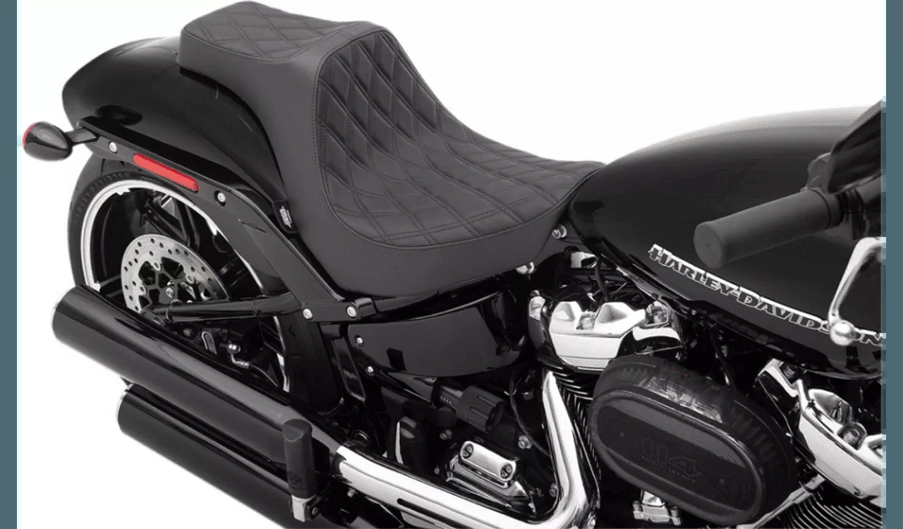 Drag Specialties Predator III Seat for '18-Up Harley Davidson Softail Breakout Models - Black Diamond Stitching