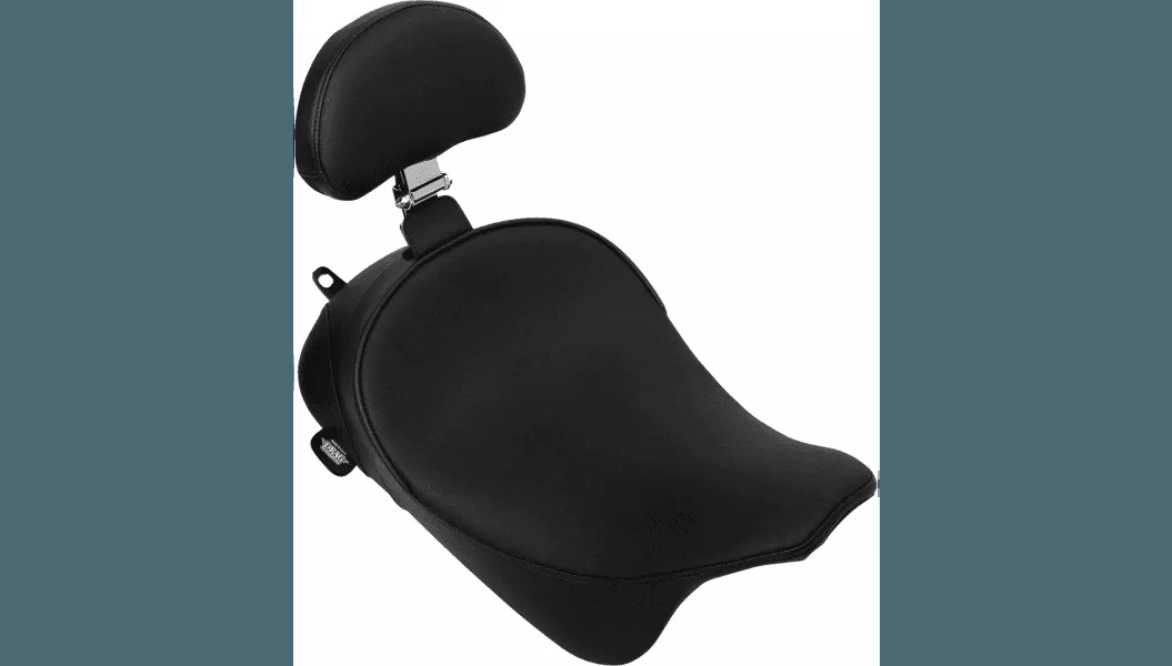 Drag Specialties Solo Front Seat with Backrest Option for '09-23 Harley Davidson Touring - Double Diamond Black Stitch (NOT FOR '23 FLHXSE/FLTRXSE)