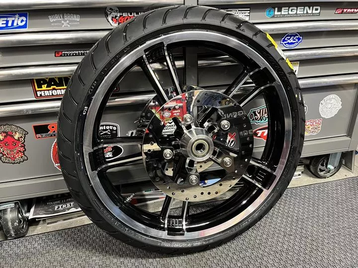 ENFORCER 21" FRONT DUAL DISC WHEEL PACKAGE C/W TIRE AND ROTORS HARLEY BAGGERS