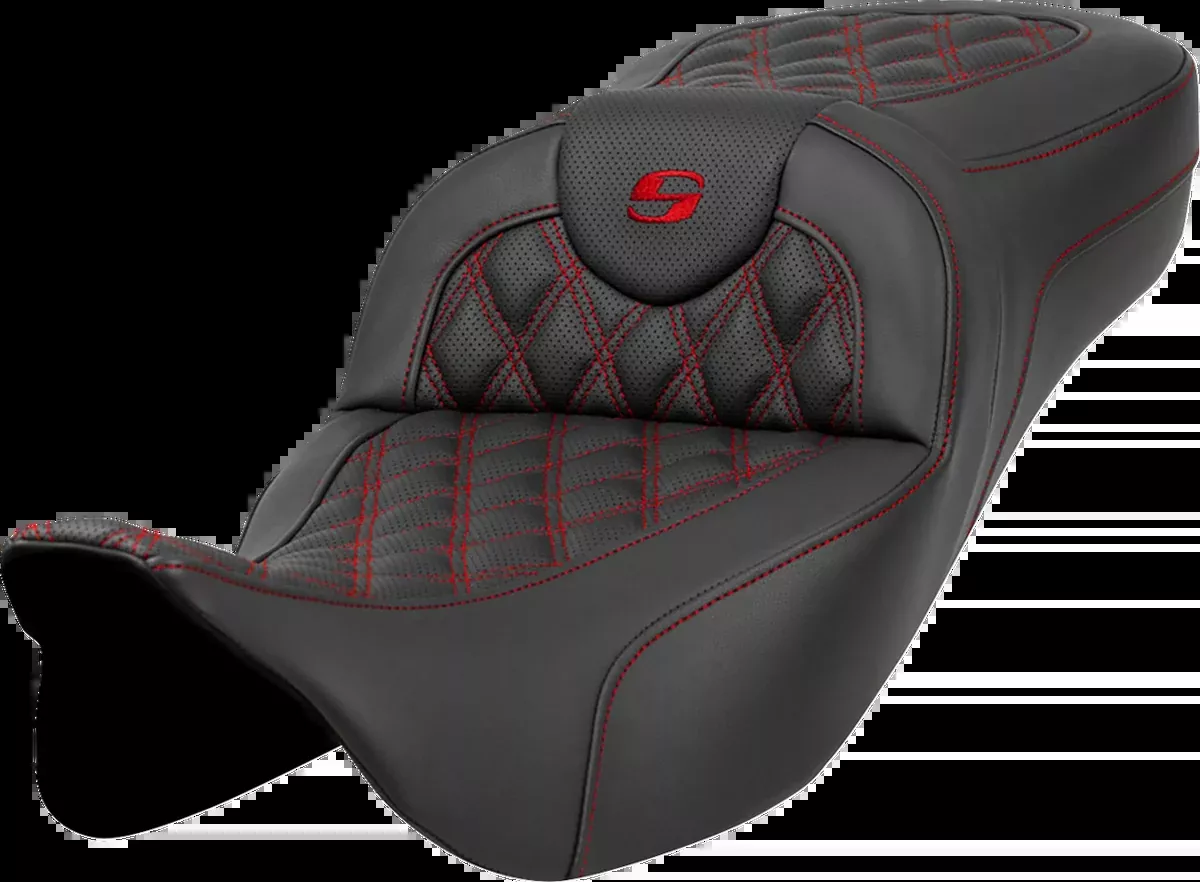 Extended Reach Roadsofa™ Seat - Lattice Stitch - Red Stitch - without Backrest - FL '08-'24