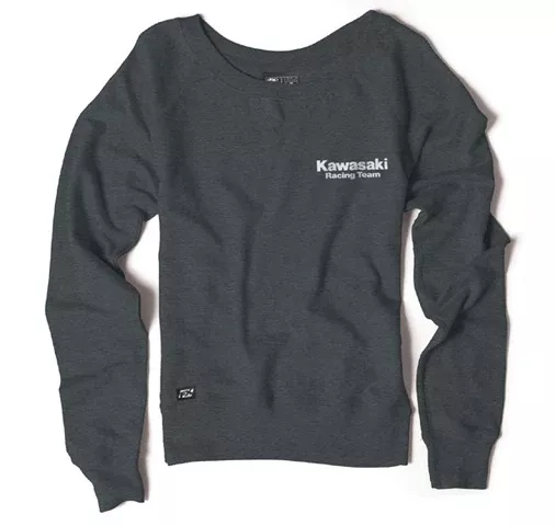 Factory Effex Kawasaki Women’s Sweatshirt Crew/Heather Charcoal (M)
