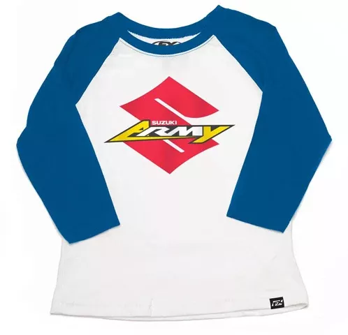 Factory Effex Suzuki Army Youth Baseball Shirt Royal-White (M)
