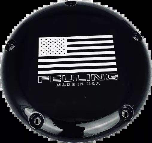 Feuling 9154 Black 5 Hole American Flag Derby Cover for 99-17 Harley Twin Cam