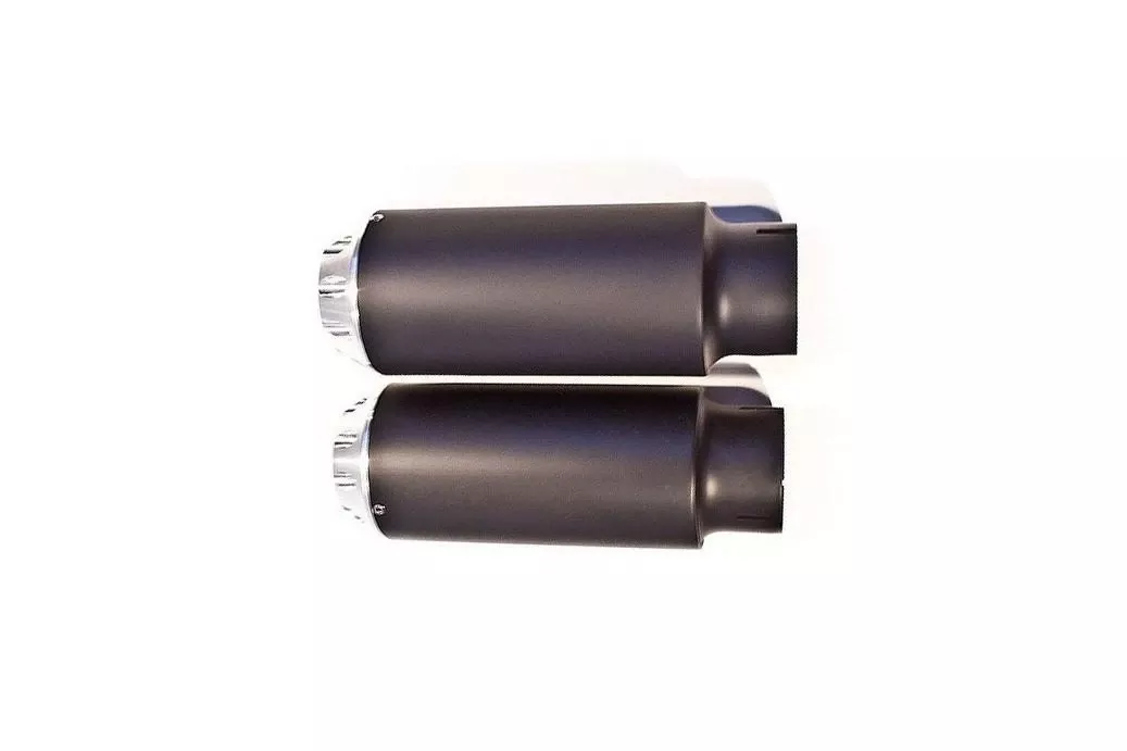 ForceWinder VRSC StreetFighter Mufflers Flat Black Short Bullets with Billet End Cap and Baffle