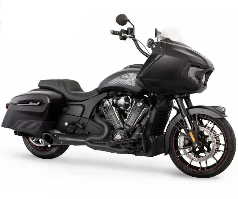 Freedom Performance Black 2-1 Turn Out Side Dump Exhaust w/ Pitch Black Slash 4.5" End Tip for '20-Up Indian Challenger/Pursuit