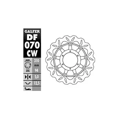 Galfer DF070CW Floating Wave Brake Rotor Front Black fits Honda CBR1000RR 04-05
