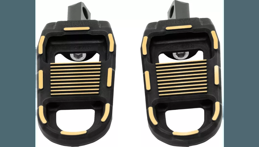 Gilles Tooling Adjustable Male Mount Footpegs for Harley Davidson Models - Black/Gold