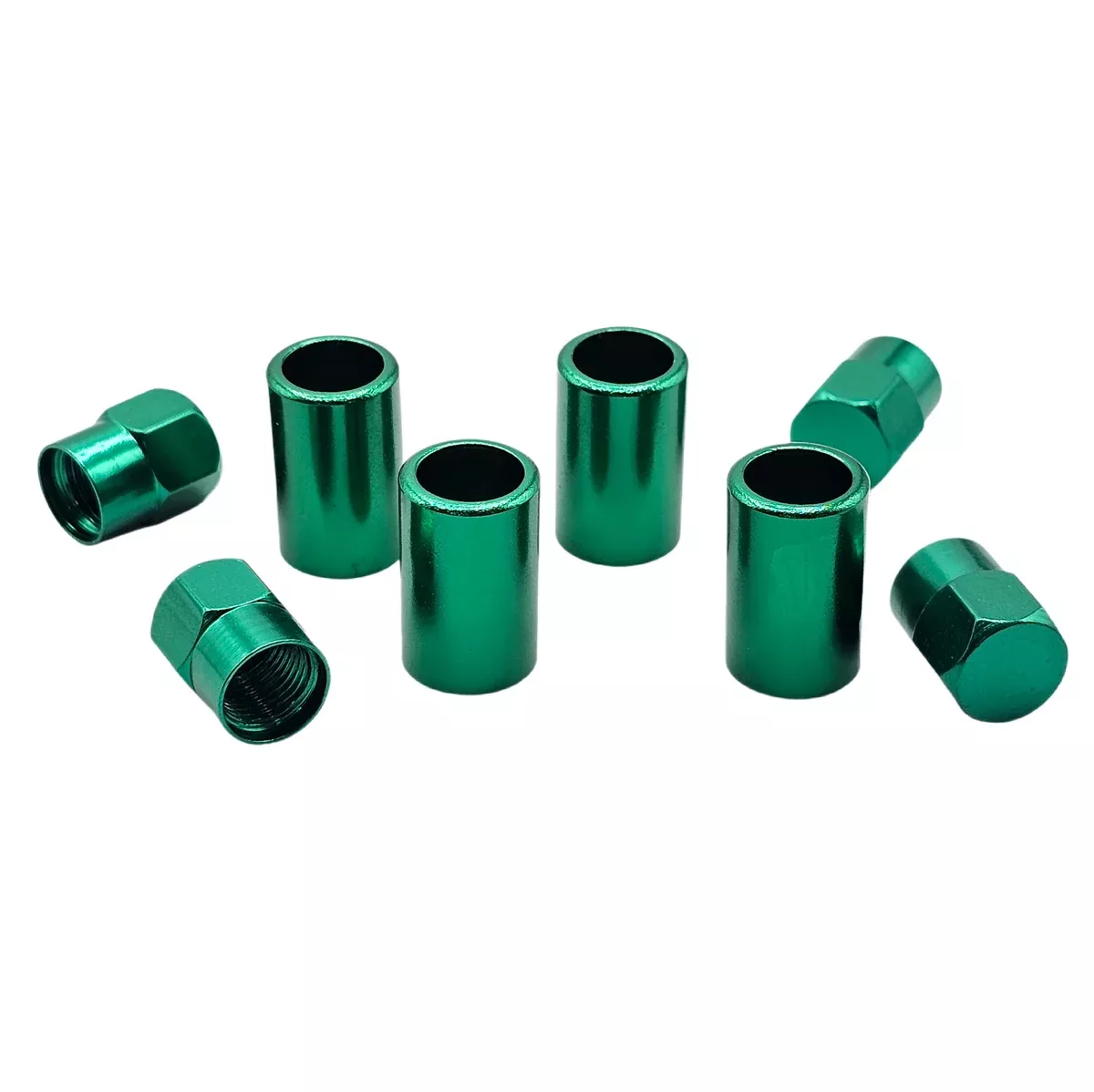 Green Aluminum Valve Sleeve & Cap Set – TR414 Snap-In 0.305″-32