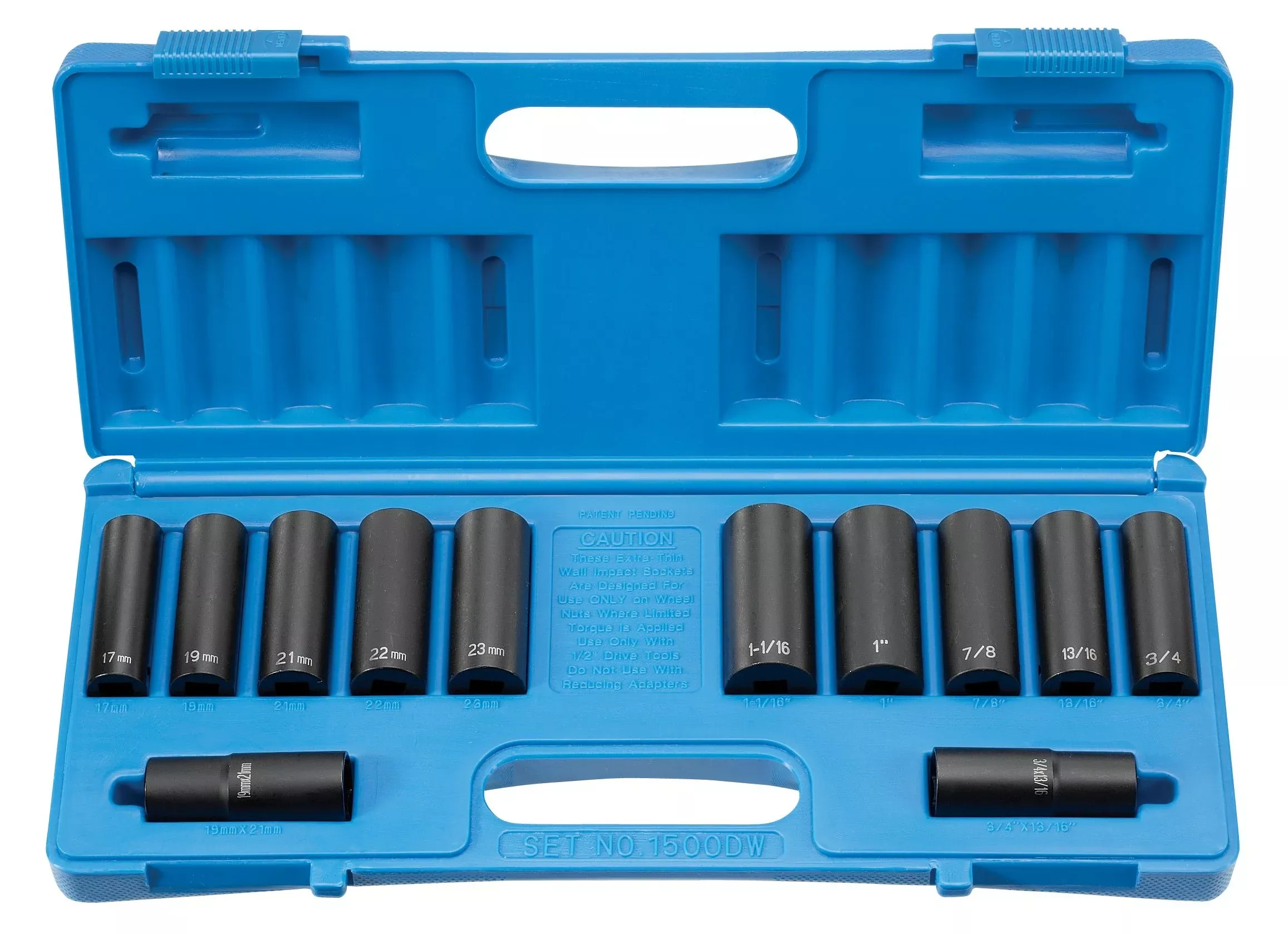 Grey Pneumatic 1500DW 1/2″ Drive Extra Thin Wall Deep Impact Socket Set 12 Piece