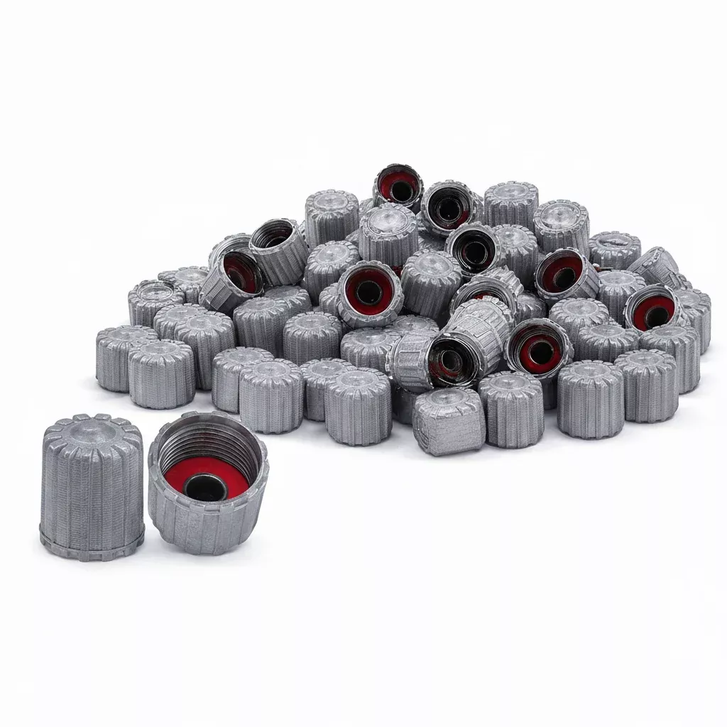 Grey Tire Valve Stem Caps - Color Indicator 0.305"-32 Universal