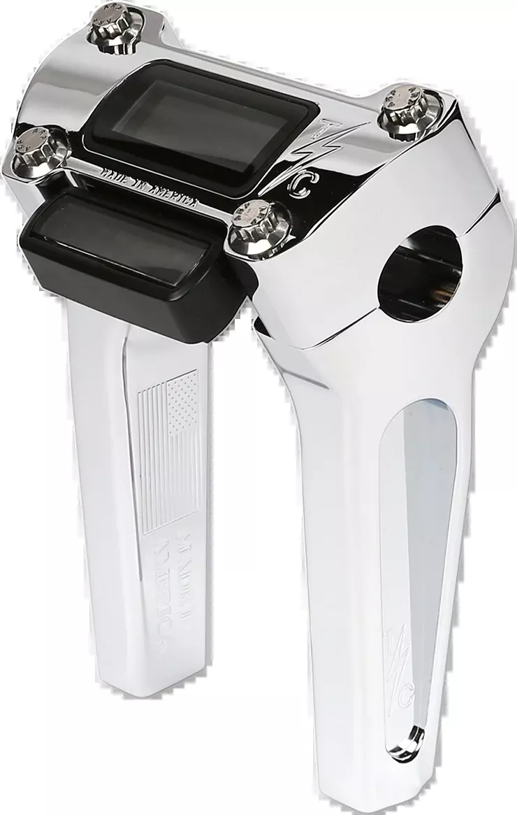 Handlebar Risers - Straight - 6" - Gauge Cutout - Chrome
