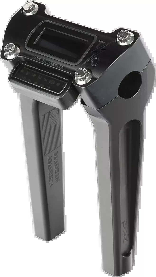 Handlebar Risers - Straight - 8" - Gauge Cutout - Black
