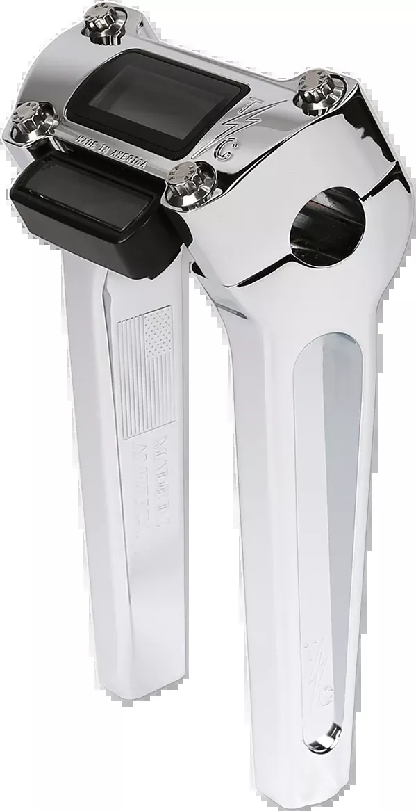 Handlebar Risers - Straight - 8" - Gauge Cutout - Chrome