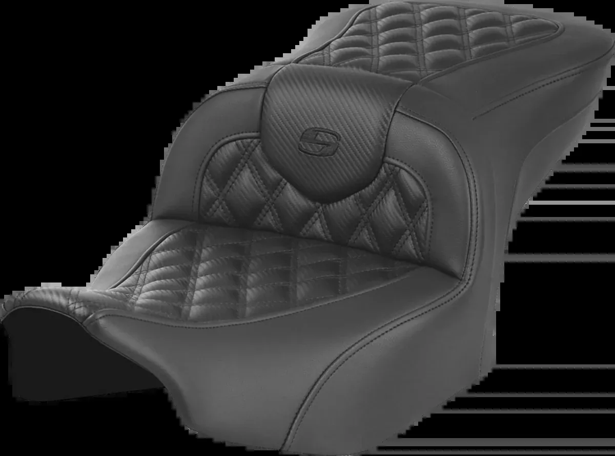 Heated Roadsofa™ Seat - Carbon Fiber - Lattice Stitch - w/o Backrest - FLT/FLH '23-'24