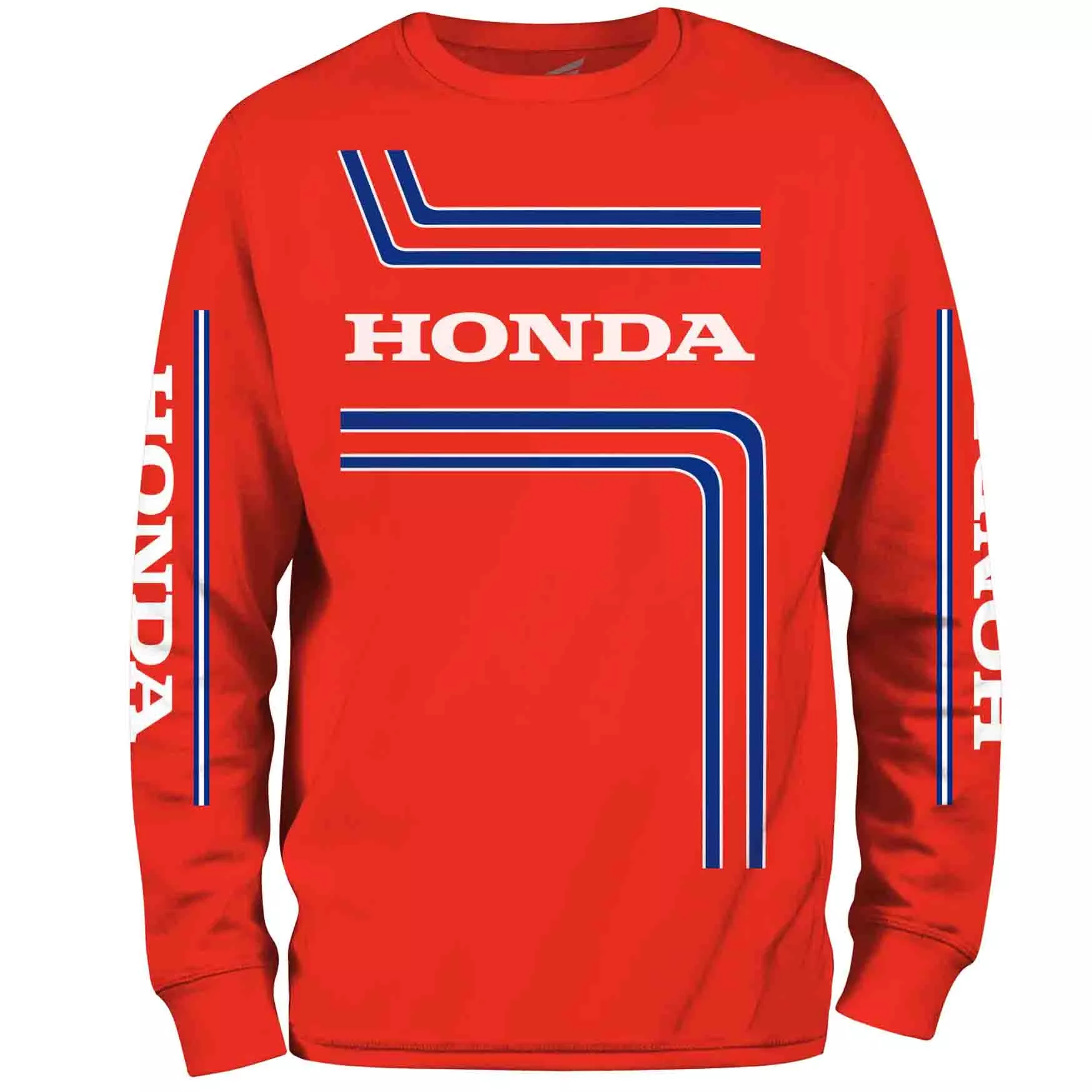 Honda Long Sleeve Shirt | Red w/ Blue & White Print