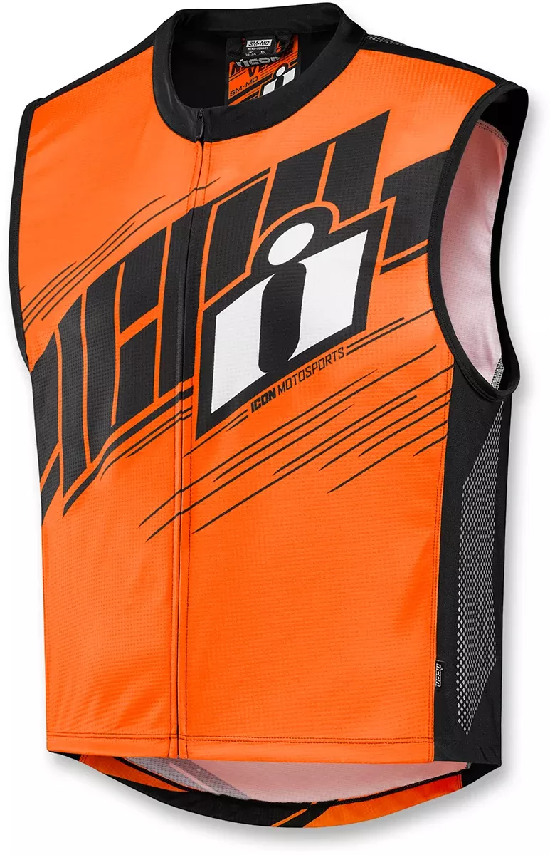 Icon Mens Orange Textile Military Reflective Mil Spec 2 Motorcycle Riding Vest