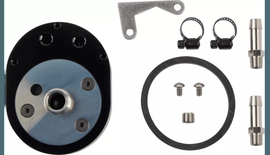 Jagg Offset Oil Filter Adapter with Viscosity-Regulated By-Pass for Harley Davidson Twin-Cam