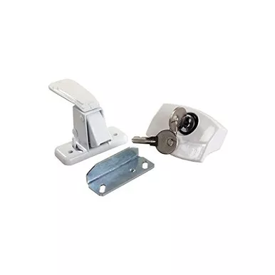 JR Products 11685 White Die Cast Steel Locking Door Latch
